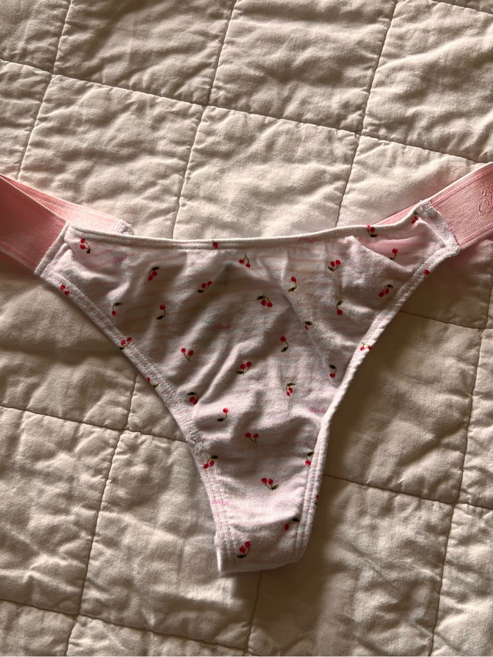 PINK Victoria's Secret Pink Cherry Print Thong